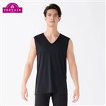 （メンズ）ピースフィット COOL スリーブレスVネックシャツ 強力接触冷感（クロ）サイズ XL