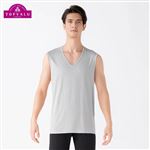 （メンズ）ピースフィット COOL スリーブレスVネックシャツ 強力接触冷感（グレー）サイズ 3XL