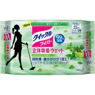 おうちでイオン イオンネットスーパー 花王 クイックルワイパー 立体吸着ウエットシート シトラスハーブの香り 32枚
