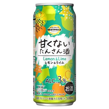 トップバリュベストプライス 甘くないたんさん酒 レモン&ライム 500ml 