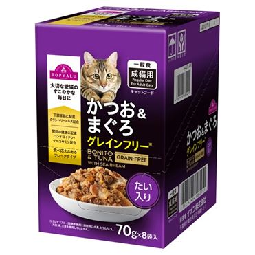 トップバリュ キャットフード パウチ かつお&まぐろ グレインフリー