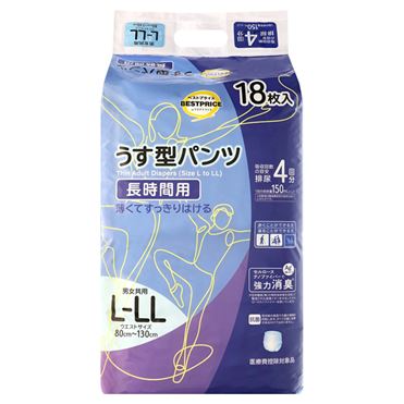 トップバリュ うす型パンツ 長時間用 L-LLサイズ 18枚入