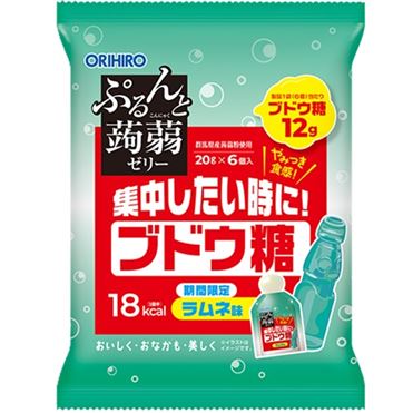 オリヒロ ぷるんと蒟蒻ゼリーパウチ ブドウ糖（ラムネ味）【期間限定