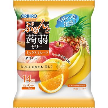 オリヒロ ぷるんと蒟蒻ゼリー パウチ ミックスフルーツ 20g×6個入