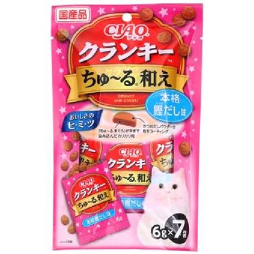 【ドラ猫】【3種13袋】 ciao クランキー ちゅーる和え 6g×35 いなばペットフード CIAO ちゅ～る和え クランキー 本格鰹だし味 6g×7