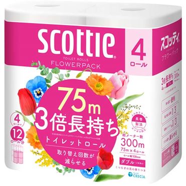おうちでイオン イオンネットスーパー 日本製紙クレシア スコッティ フラワーパック 花の香り 3倍長持ち 75m 4ロール ダブル おうちでイオン イオンネットスーパー 日本製紙クレシア スコッティ フラワーパック 花の香り 3倍長持ち 75m 4ロール ダブル