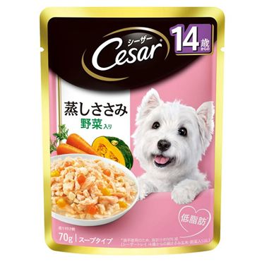 マースジャパン シーザー 14歳からの 蒸しささみ 野菜入り 70g【犬用