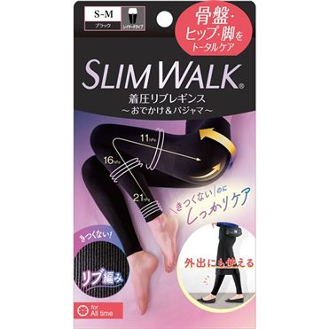 ピップ スリムウォーク 着圧リブレギンス S～M ブラック 1足 | イオン