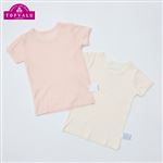 トップバリュ オーガニックコットンブレンド 丸首半袖シャツ 2枚組 肌着 ベビー キッズ ピンク&ナチュラル 110cm