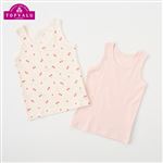 トップバリュ オーガニックコットンブレンド タンクトップ 肌着 チェリー柄&無地 2枚組 ベビー キッズ チェリー柄&無地 90cm