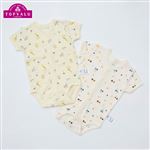 トップバリュ オーガニックコットンブレンド 前開き半袖ボディスーツ 2枚組 肌着 ベビー アニマル&ファーム 70cm