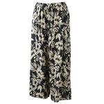 トップバリュ レディス ゆるーむ 9分丈パンツ フラワー クロ XL