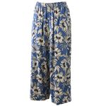 トップバリュ レディス ゆるーむ 9分丈パンツ フラワー アオ XL
