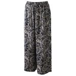 トップバリュ レディス ゆるーむ 9分丈パンツ ペイズリー クロ XL
