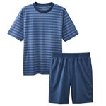 トップバリュ メンズ PEACE FIT SilkyFACT COTTON ルームセット アオ L
