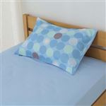 HOME COORDY 綿混 まくらカバー プリント ブルー 43×63cmまくら用