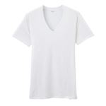 トップバリュ PEACE FIT SilkyFACT 半袖Vネックシャツ メンズ シロ 3XL