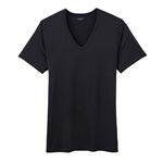 トップバリュ PEACE FIT SilkyFACT 半袖Vネックシャツ メンズ クロ M