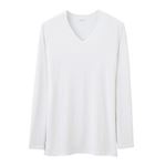 トップバリュ PEACE FIT SilkyFACT 長袖Vネックシャツ メンズ   シロ L