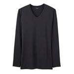 トップバリュ PEACE FIT SilkyFACT 長袖Vネックシャツ メンズ   クロ M
