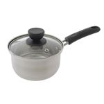 HOME COORDY IH対応 ガラスフタ付き ステンレス製片手鍋 14cm