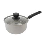 HOME COORDY IH対応 ガラスフタ付き ステンレス製片手鍋 16cm