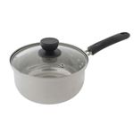 HOME COORDY IH対応 ガラスフタ付き ステンレス製片手鍋 18cm