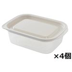 HOME COORDY フタをしたままレンジ保存容器 長方形 グレージュ 400ml 4個入