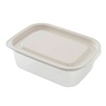 HOME COORDY フタをしたままレンジ保存容器 長方形 グレージュ 850ml 2個入