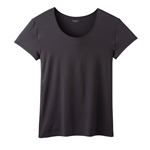 トップバリュ PEACE FIT SilkyFACT 半袖ラウンドネックシャツ Under-T メンズ クロ 2XL