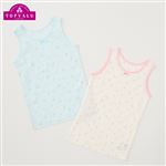 トップバリュ オーガニックコットンブレンド速乾 タンクトップ 2枚組 女の子 サックス／ピンク 120cm