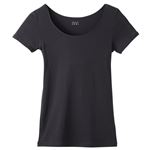 トップバリュ レディス PEACE FIT COOL コットン100% 汗取りパッド付3分袖 クロ M