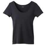 トップバリュ レディス PEACE FIT COOL コットン100% カップ付3分袖 クロ L