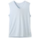 トップバリュ メンズ PEACE FIT COOL 強力抗菌 スリーブレスVネックシャツ Aウスアオ L