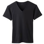 トップバリュ メンズ PEACE FIT COOL コットン 半袖Vネックシャツ クロ XL