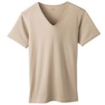 トップバリュ メンズ PEACE FIT COOL コットン 半袖Vネックシャツ ベージュ M