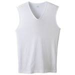 トップバリュ メンズ PEACE FIT COOL コットン スリーブレスVネックシャツ シロ M