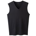 トップバリュ メンズ PEACE FIT COOL コットン スリーブレスVネックシャツ クロ S