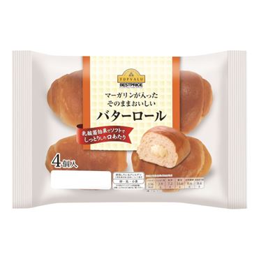おうちでイオン イオンネットスーパー トップバリュベストプライス マーガリン入バターロール 4個入