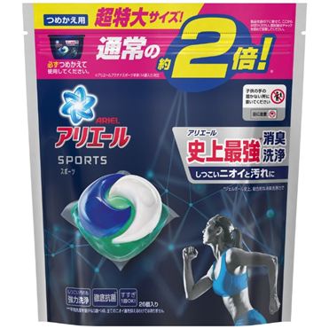 おうちでイオン イオンネットスーパー P G アリエール ジェルボール3d プラチナスポーツ クリーンブリーズの香り つめかえ用 超特大サイズ 26個